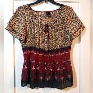 Animal Print Pleated Blouse by New Directions, Size 1X